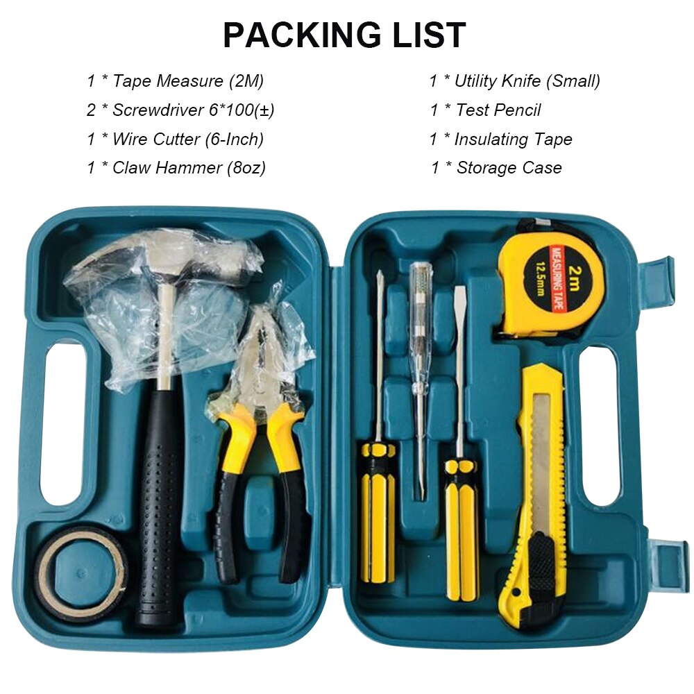 9-Piece Home Repair Tool Set with Hammer & Screwdrivers