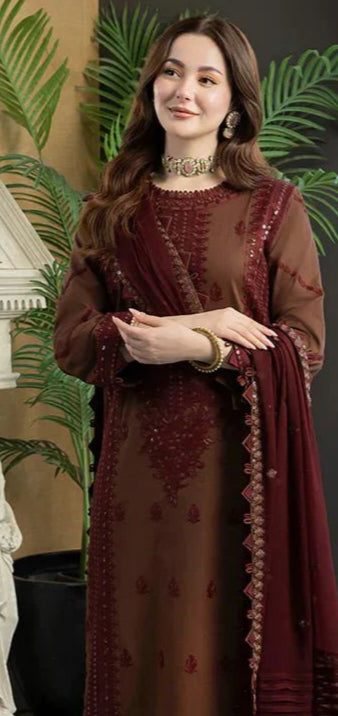 Asim Jofa Lawn 3PC Embroidered With Chiffon Embroidered Dupatta-1025